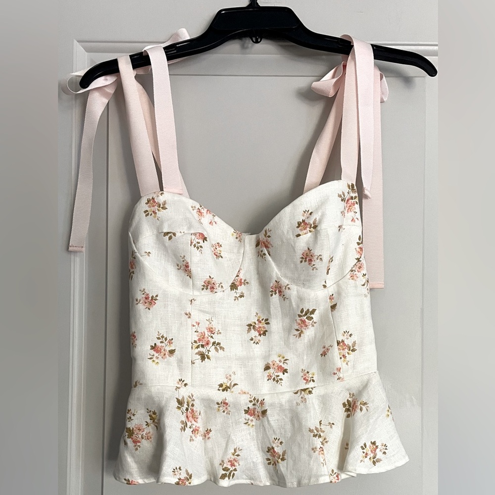 Reformation Linen Peplum Top, Size 4